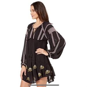 FREE PEOPLE Wild Horses Eyelet Black Embroidered MINI Dress Size XS NEW $148